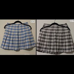 Set Of 2 Women's Small Plaid Skirts - 1 Gray, 1 Blue